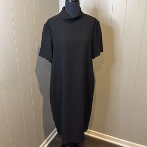 Henry Lee Petites Women’s 16P Short Sleeve Midi Dress Turtleneck Contemporary
